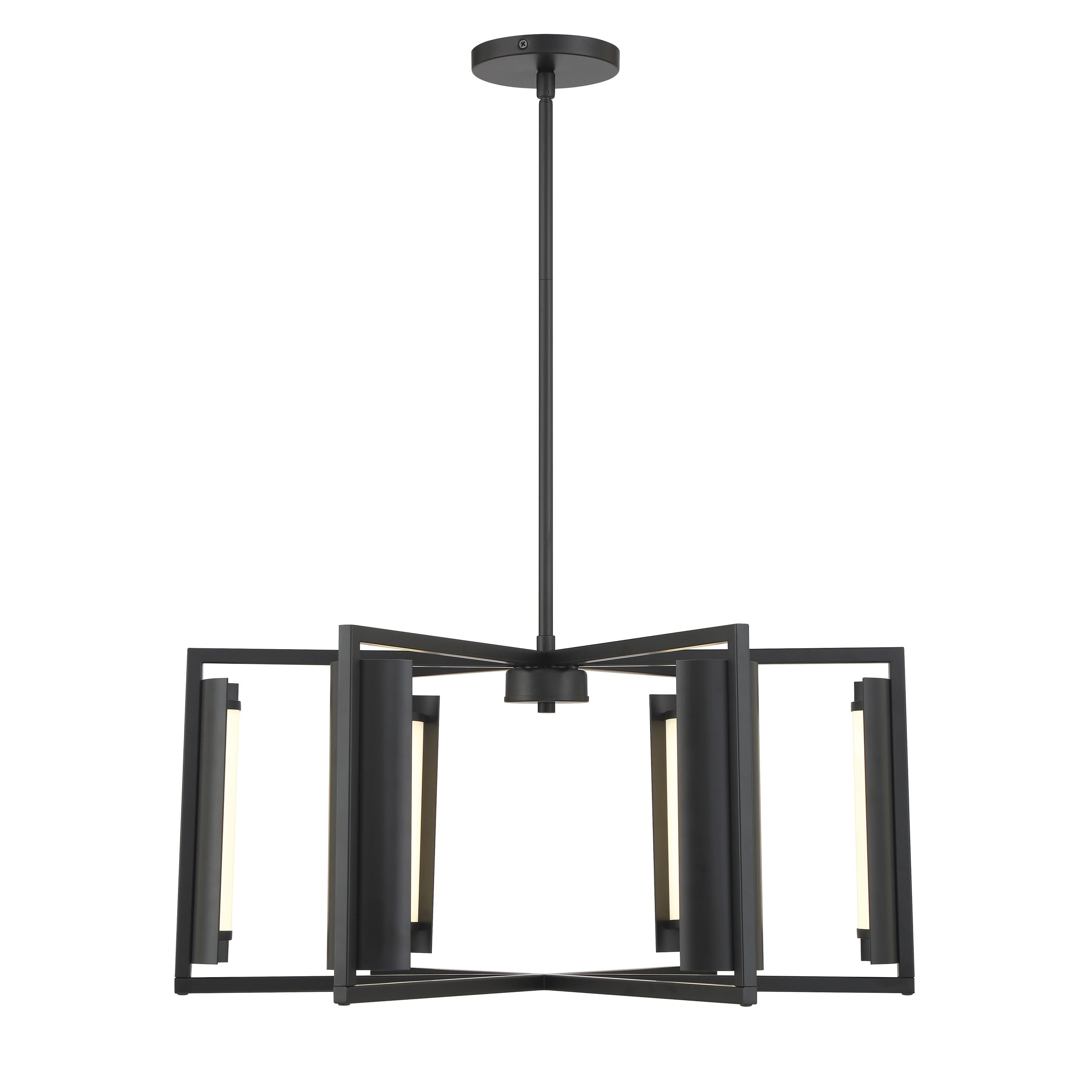 The Trizay combines contemporary design with high-performance LED technology, delivering 4,696 lumens of warm, color-accurate light through etched glass shades. Its coal black finish and clean linear form make it versatile for modern interiors. - alternate view