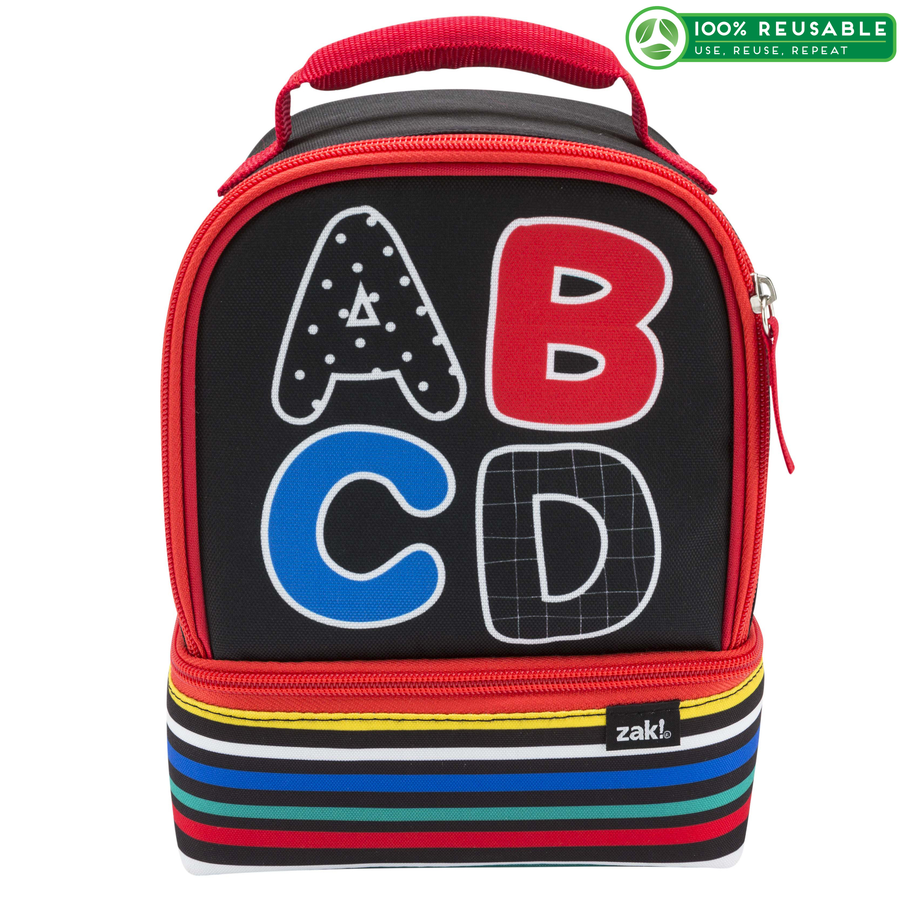 Grid Lock 2-compartment Reusable Insulated Lunch Bag, ABC slideshow image 1 Grid Lock 2-compartment Reusable Insulated Lunch Bag, ABC slideshow image 1