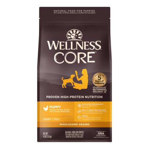 Wellness CORE Wholesome Grains Puppy Chicken Recipe Front packaging