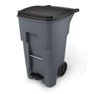 Rubbermaid Commercial, BRUTE®, Step-On Rollouts, 65 gal, Resin, Gray, Rectangle, Receptacle