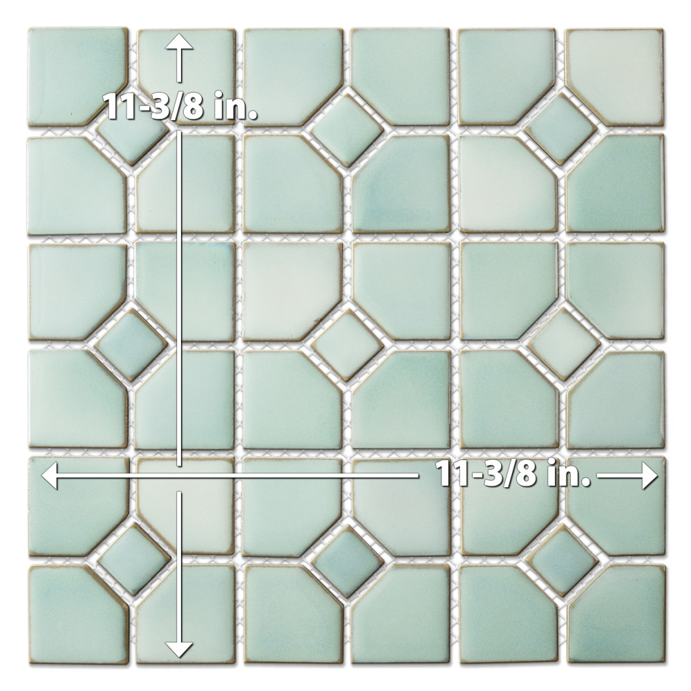 Hudson Oxford Mint Green 11-3/8 in. x 11-3/8 in. Porcelain Mosaic Tile