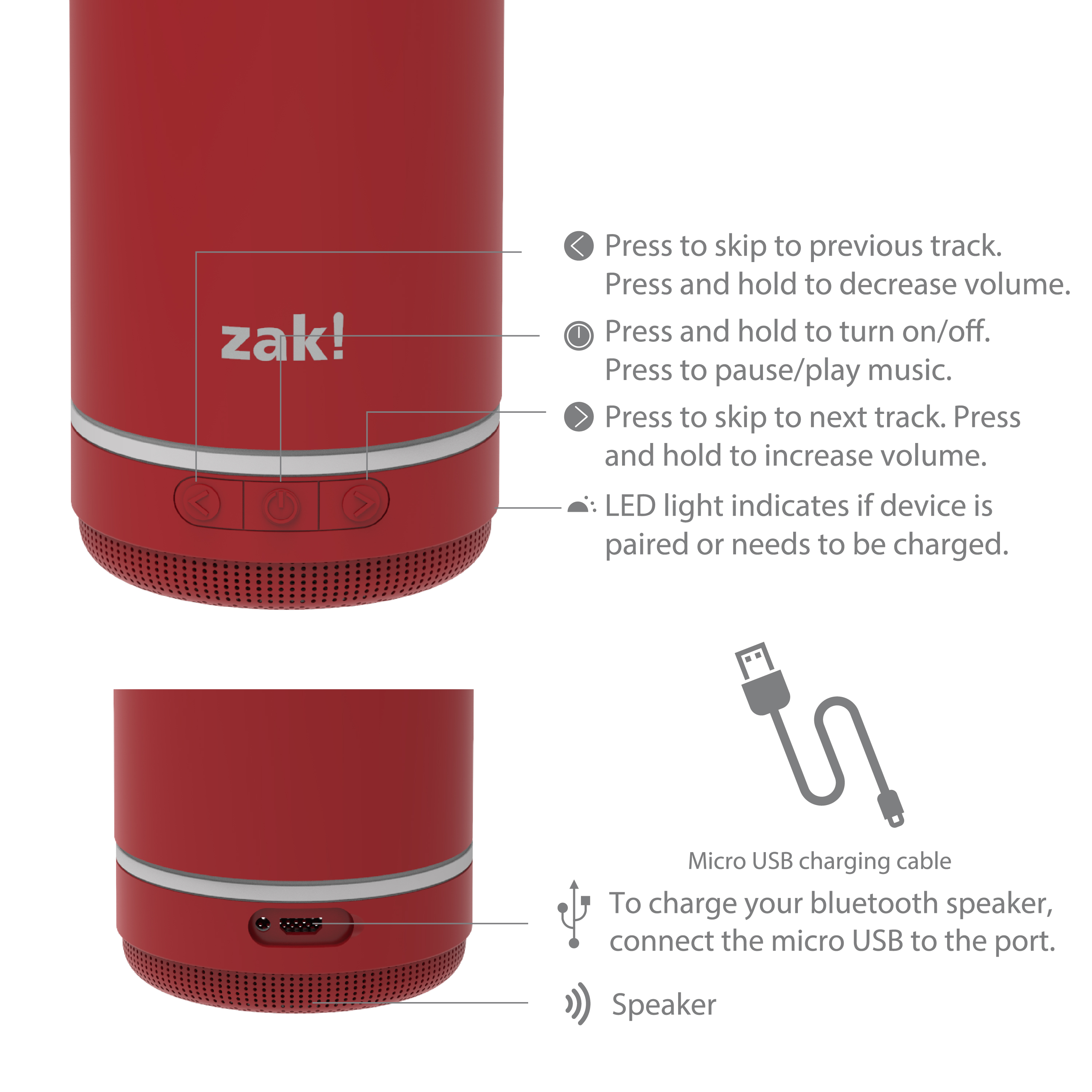 Zak Play 18 ounce Stainless Steel Tumbler with Bluetooth Speaker, Red slideshow image 10 Zak Play 18 ounce Stainless Steel Tumbler with Bluetooth Speaker, Red slideshow image 10