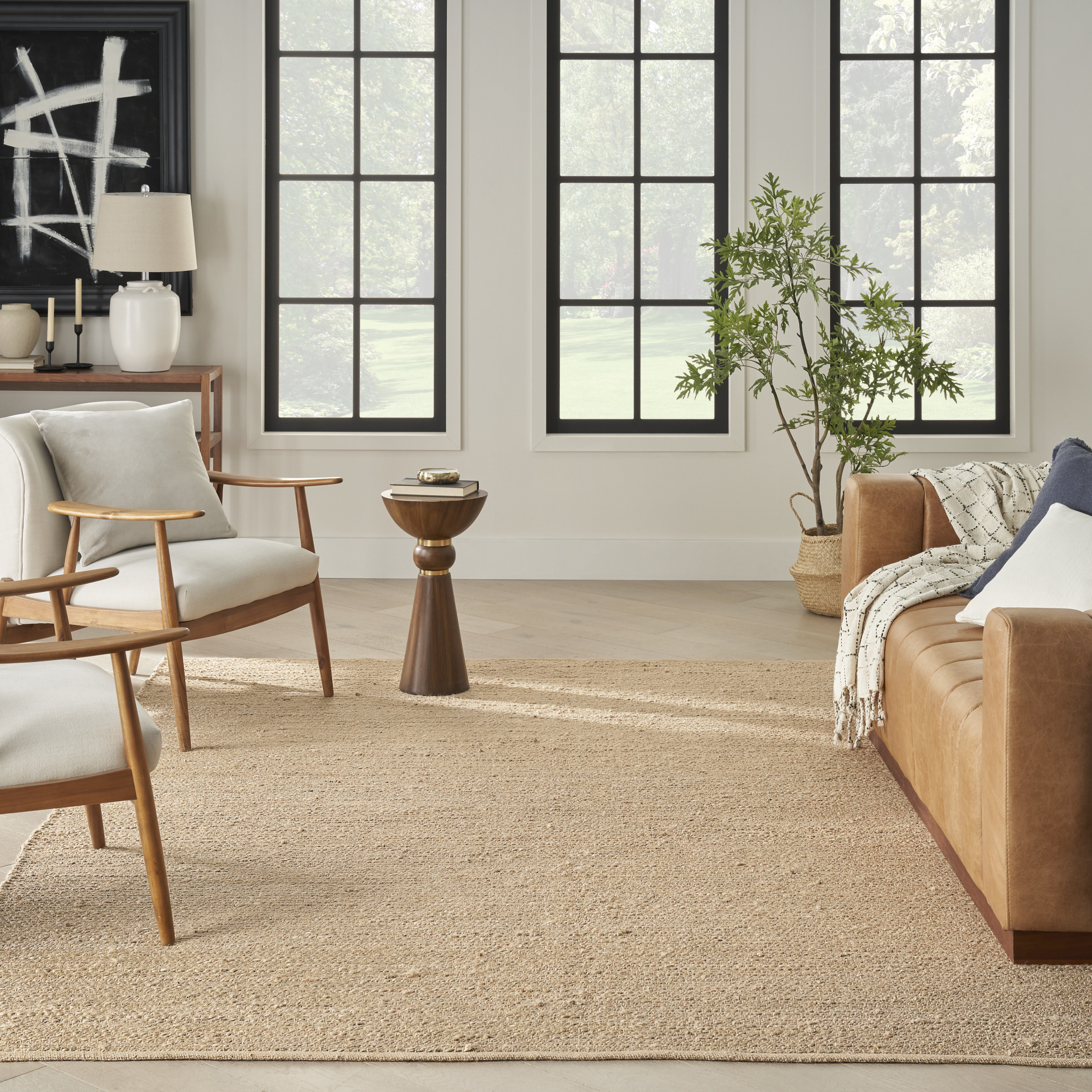 Nourison Natural Jute 9' x 12' Bleached Farmhouse Indoor Rug