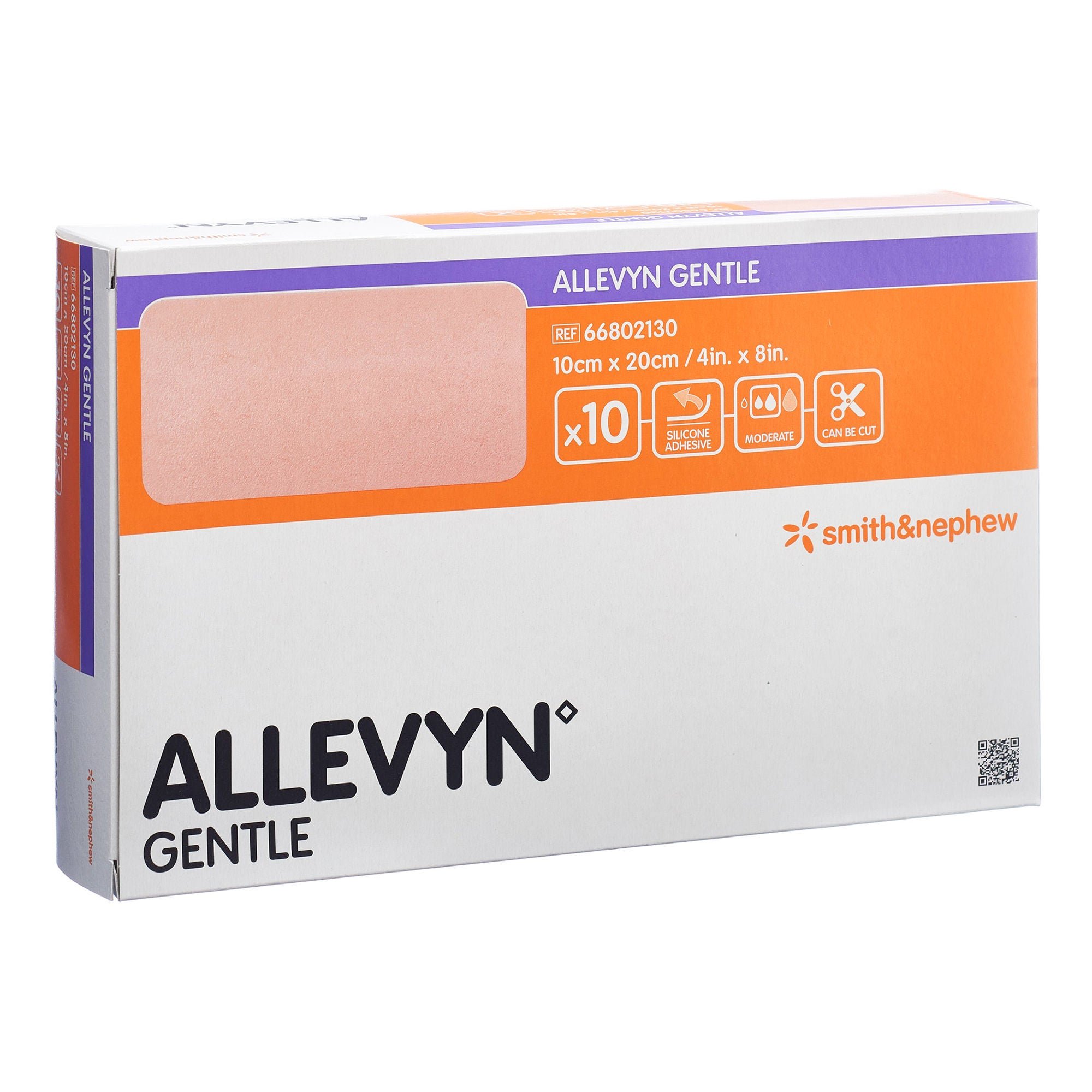 Smith & Nephew DRESSING, FOAM ALLEVYN GENTLE W/O BRDR 4"X8" (10/BX 4BX/CS)