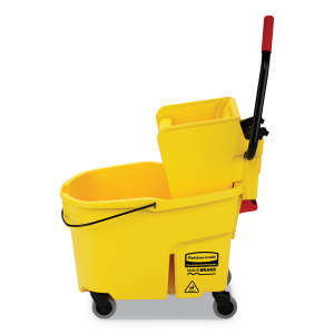 Rubbermaid Commercial, WaveBrake, 44qt, Mop Bucket w/ Sidepress Wringer and Drain, Yellow