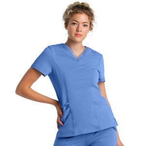 Urbane Impulse Scrub Top for Women: 2-Pocket, Contemporary Slim Fit, Extreme Stretch, Mesh Trim V-Neck Medical Scrubs 9105-