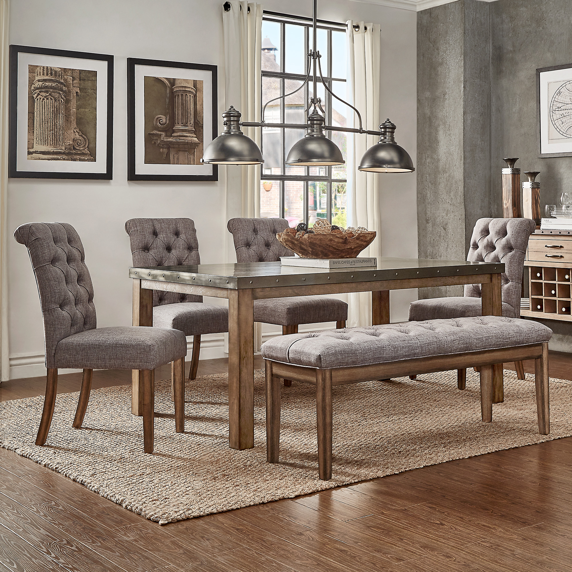 Stainless Steel Top Rectangular Dining Set
