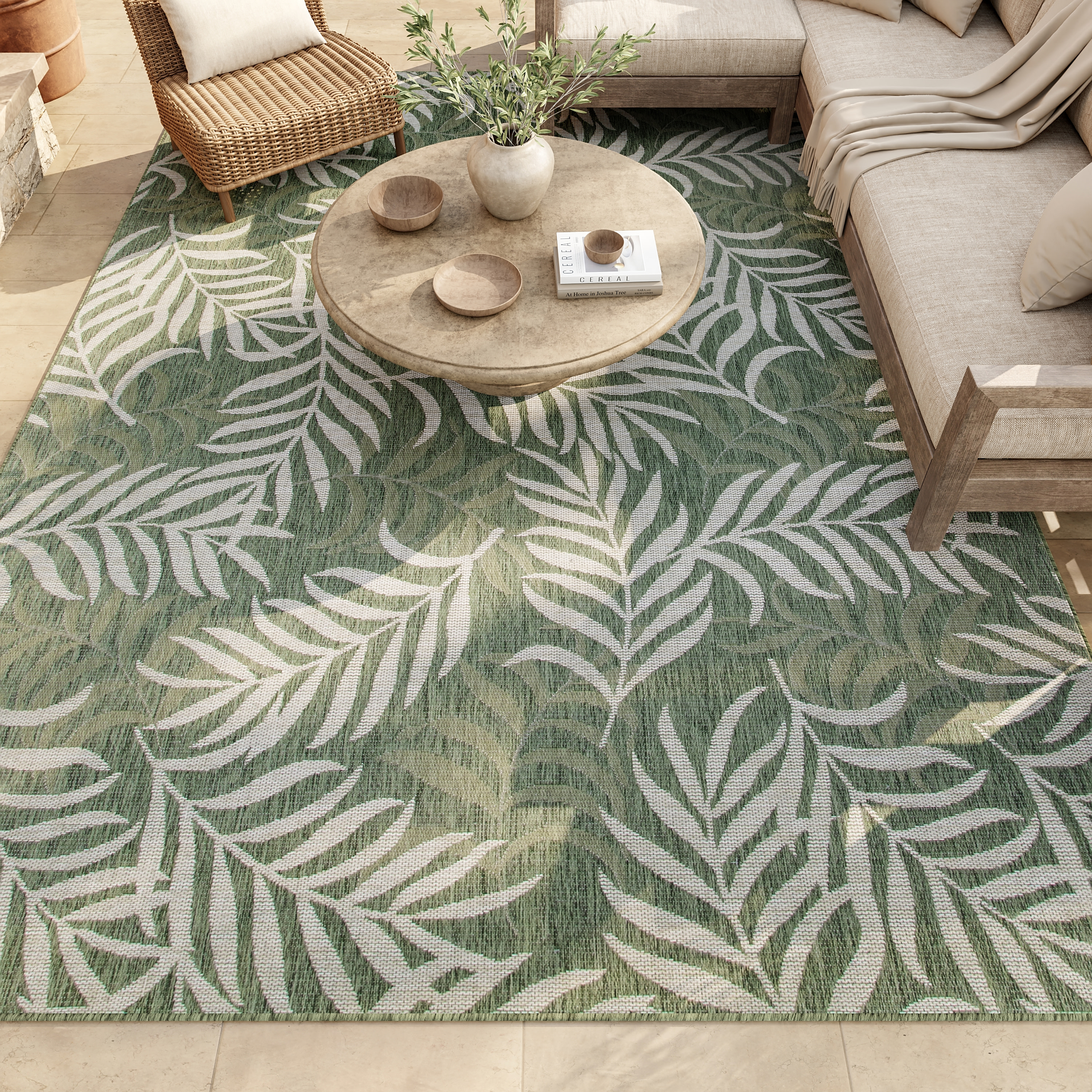 Nourison Garden Oasis 9' x 12' Green Ivory Outdoor Rug