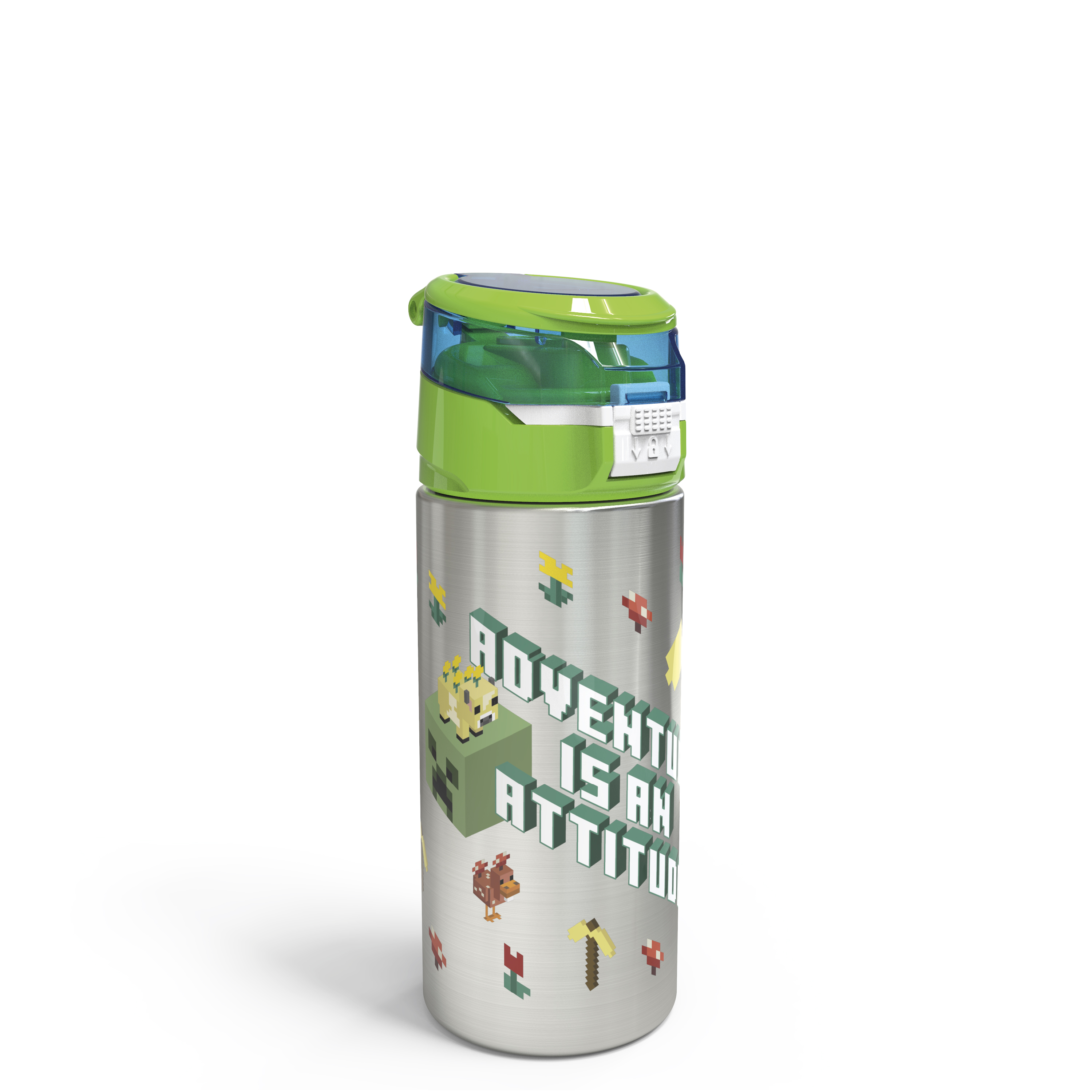 Minecraft 19.5 ounce Stainless Steel Water Bottle with Straw, Creeper and More slideshow image 8