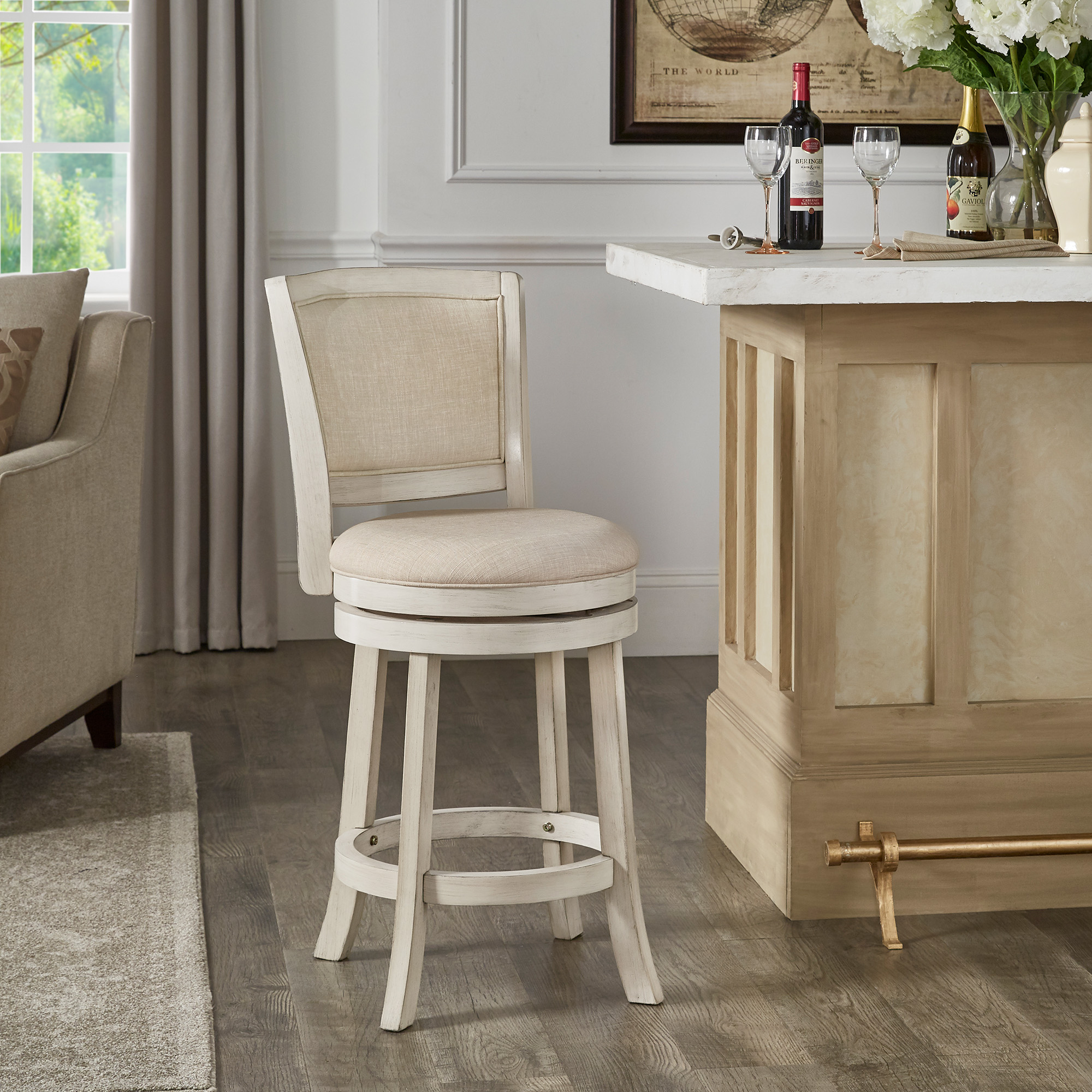 Upholstered Back Swivel Stool