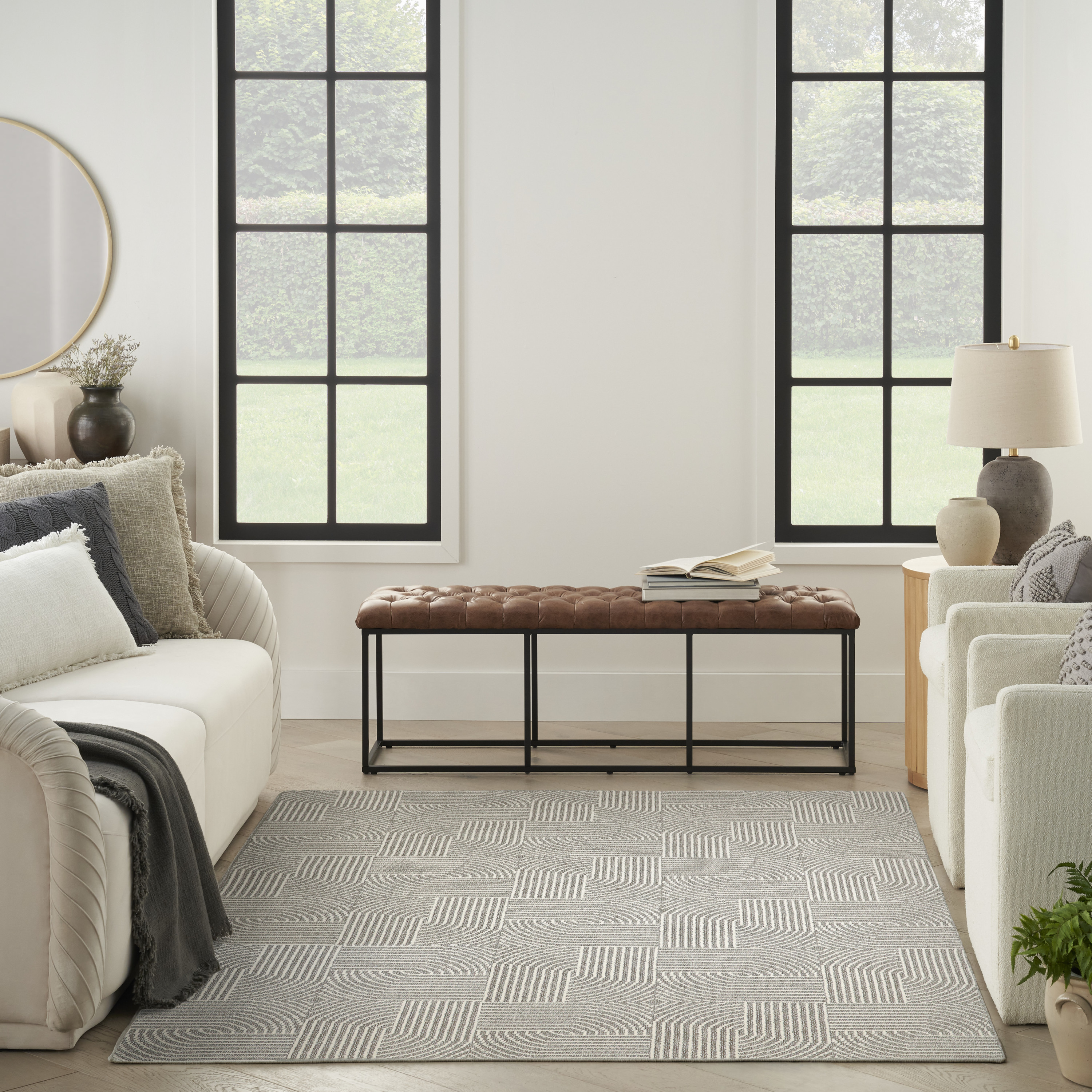 Nourison Natural Texture 7'10" x 9'10" Grey Ivory Modern Indoor Rug