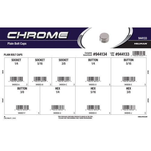 Chrome Plain Bolt Caps Assortment