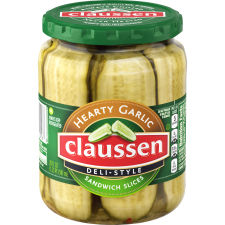 Claussen Hearty Garlic Deli-Style Sandwich Pickle Slices, 20 fl oz Jar