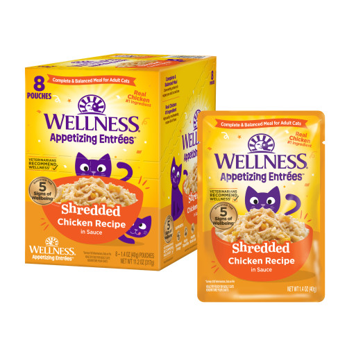 Wellness Appetizing Entrees Shredded Chicken Front packaging