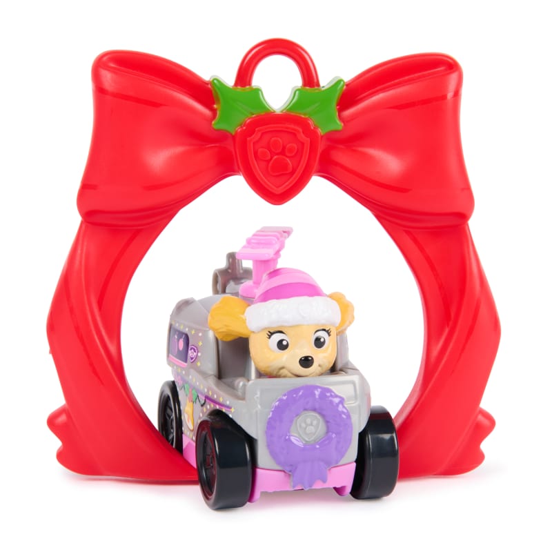 PAW Patrol Skye Holiday Pup Squad Racer, Collectible Toy Cars with Clip-On Accessory, Preschool Toys for Kids 3+