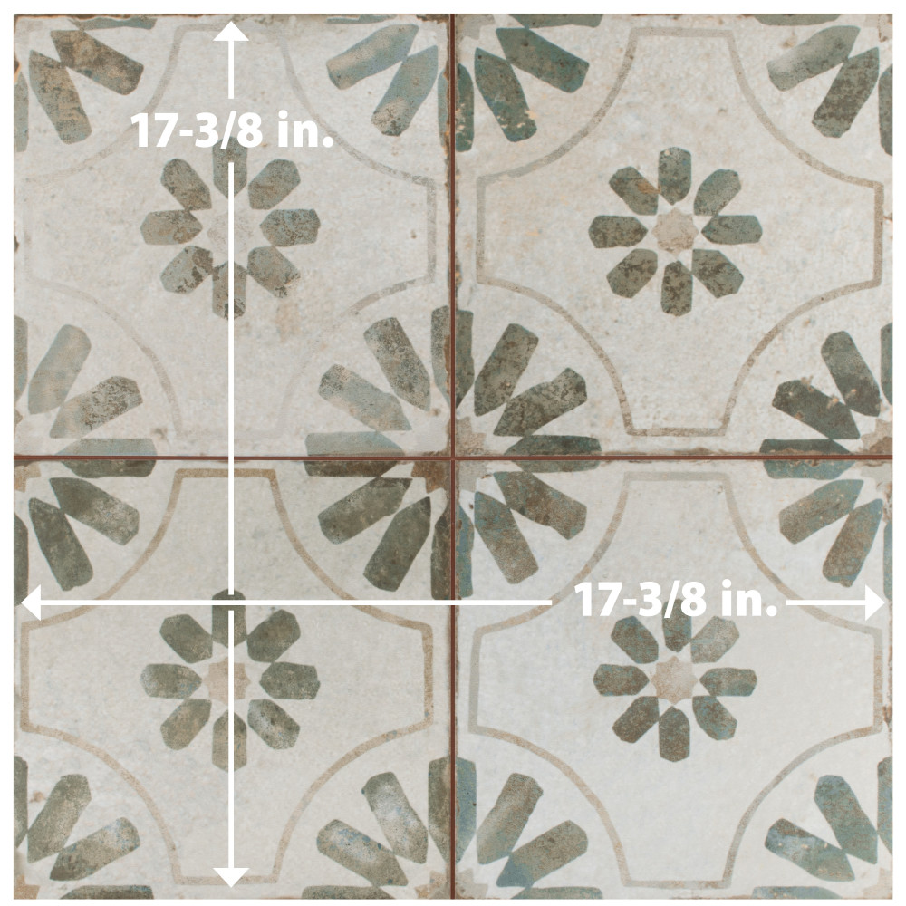 Kings Blume Sage 17-5/8 in. x 17-5/8 in. Ceramic Floor and Wall Tile