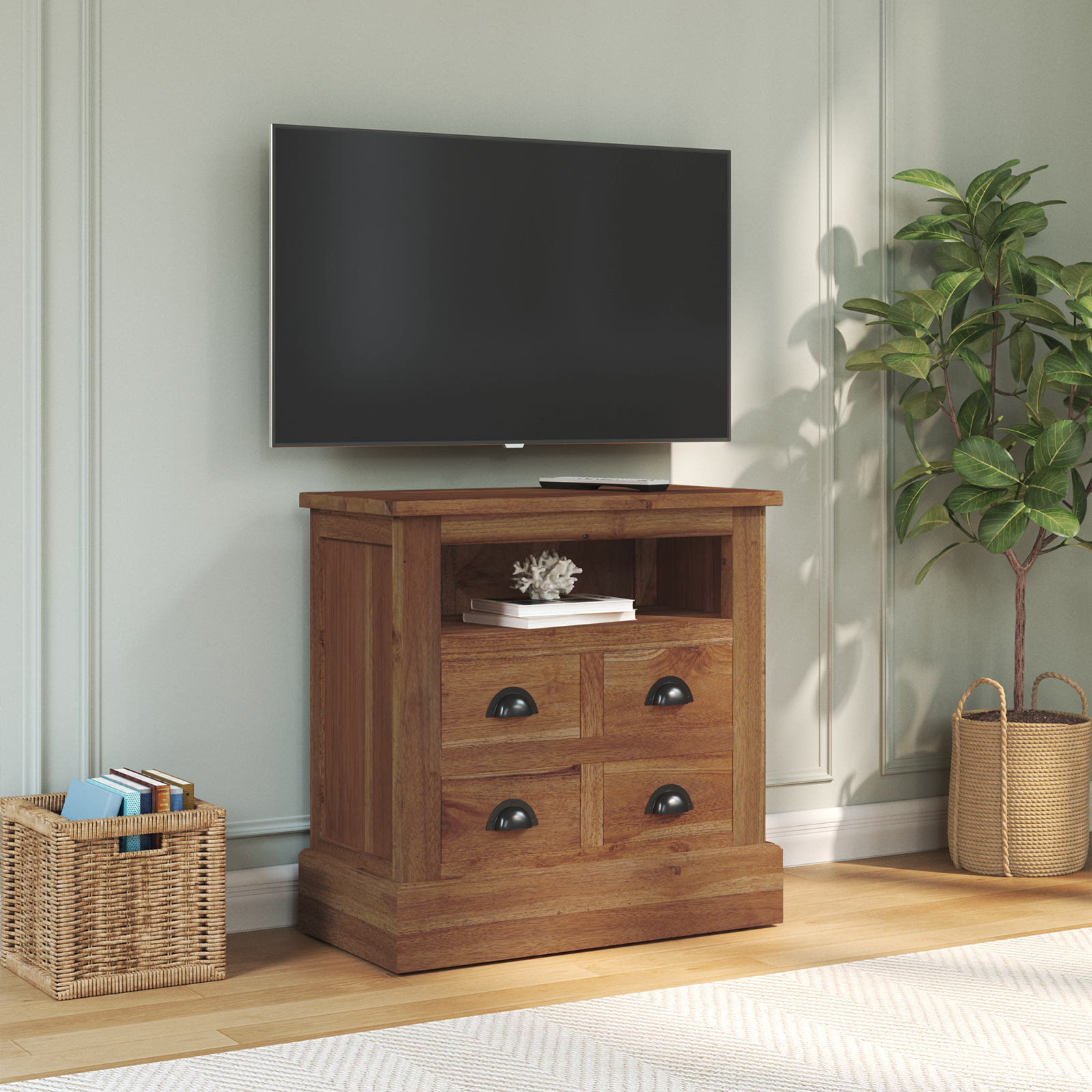 vidaXL Aufbewahrungsschrank Natur 60 x 30 x 60 cm Massivholz Teak – Bild 4