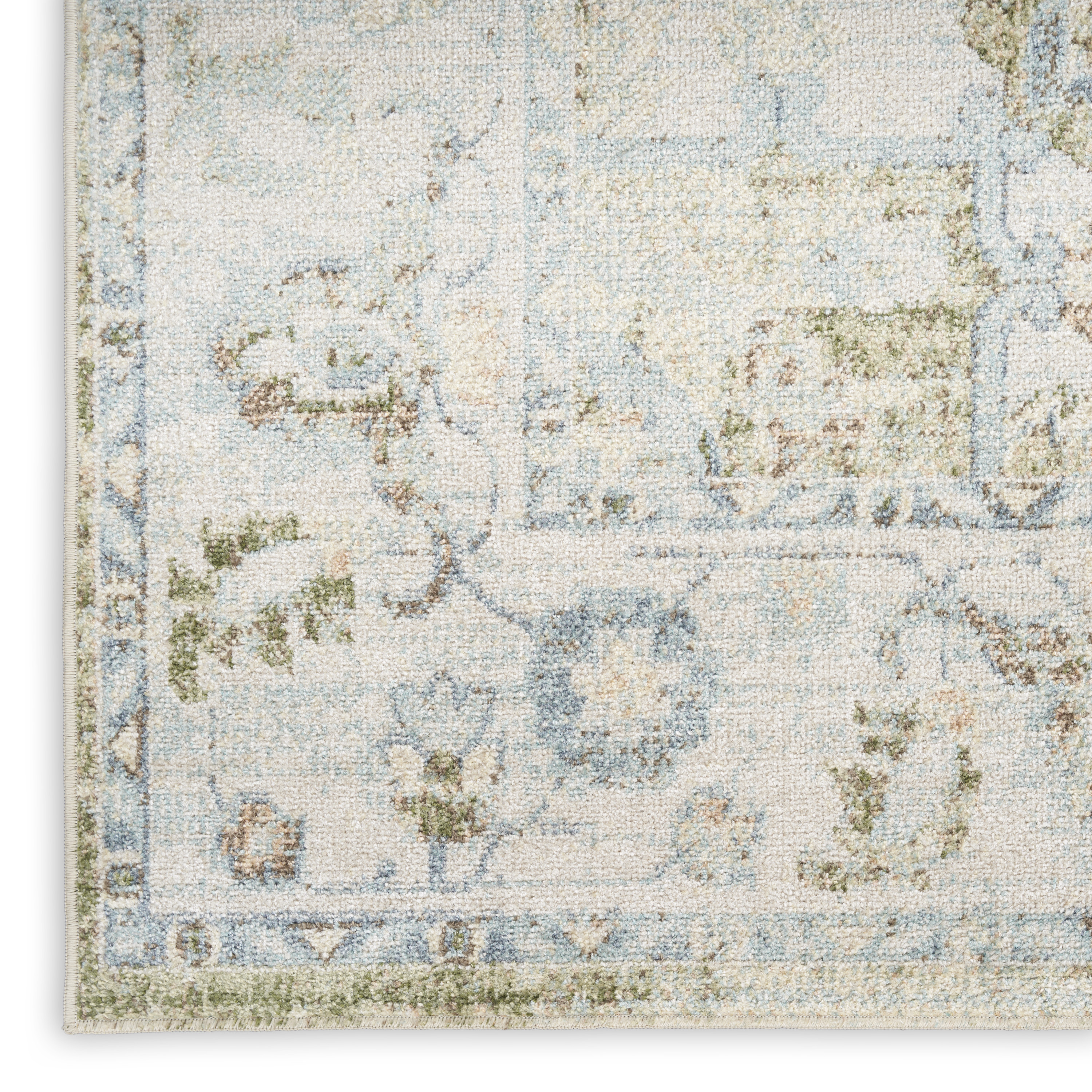 Nourison Astra Machine Washable 2' x 6' Blue Green Vintage Indoor Rug