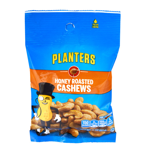 PLANTERS(r) Cashews Honey Roasted Big Bag 12/3oz . C1C1 - Front Center In Package (Hi Res)