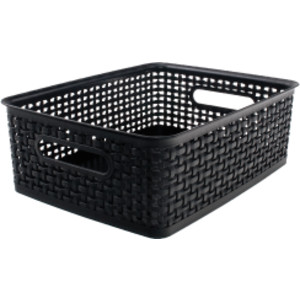 Plastic Weave Bin, Medium, Black