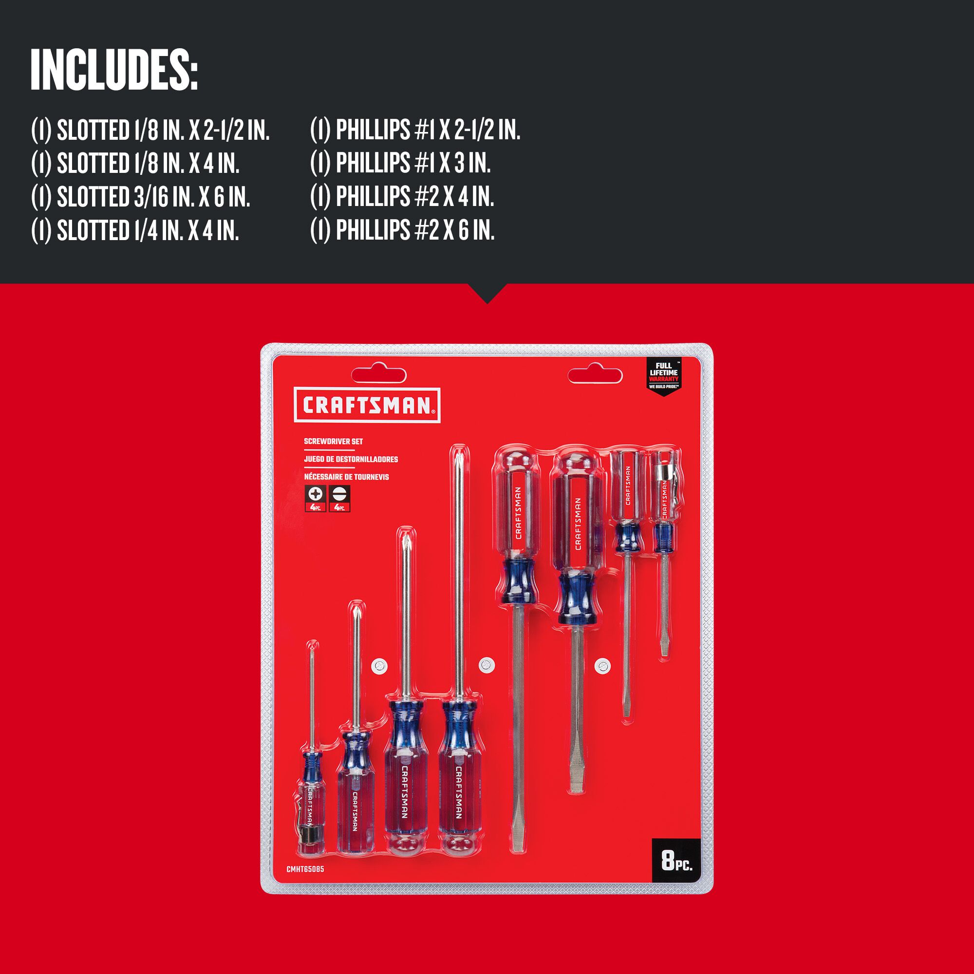 Graphic of CRAFTSMAN Screwdrivers: Acetate highlighting product features