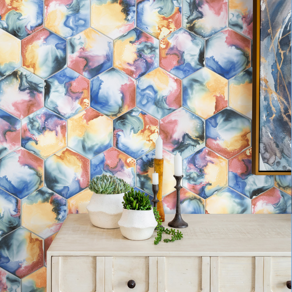 Raktion Hex Decor 8-5/8 in. x 9-7/8 in. Porcelain Floor and Wall Tile