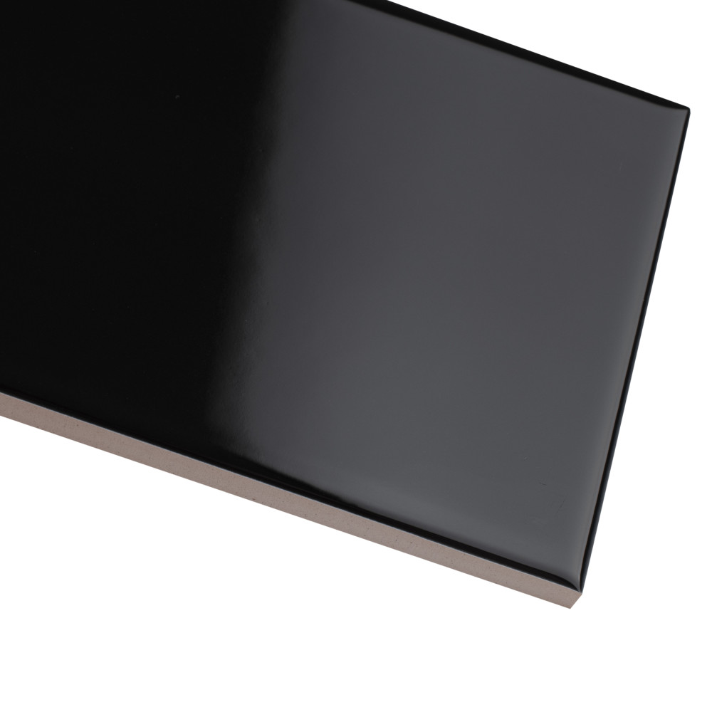 Crown Heights Glossy Black 3 in. x 6 in. Ceramic Wall Tile | Merola Tile