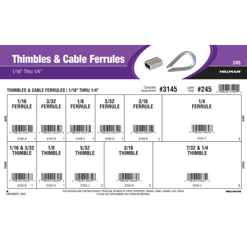 Thimbles & Cable Ferrules Assortment (1/16