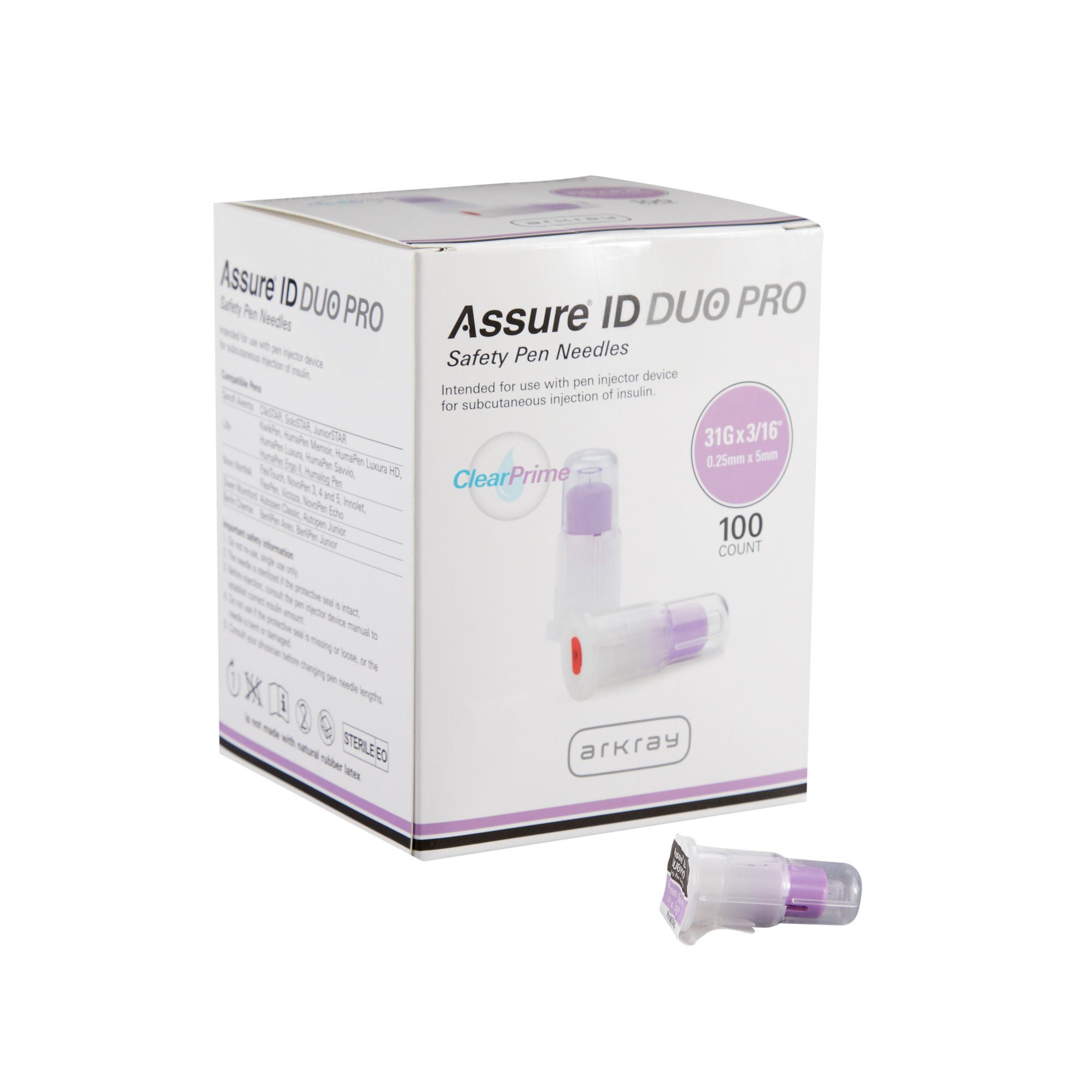 Arkray USA NEEDLE, SAFETY PEN ASSURE ID DUOPRO 31GX5MM (100/BX 12BX/CS)
