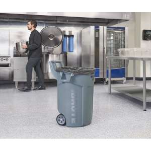 Rubbermaid Commercial, VENTED BRUTE, Wheeled, 32 gal, Resin, Gray, Round, Receptacle