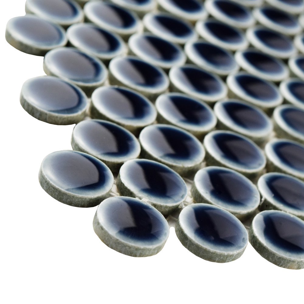 Sample – Hudson Penny Round Noir Porcelain Mosaic Tile