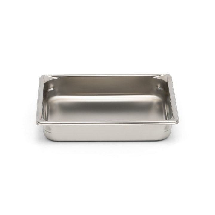 Two-thirds-size 2 ½-inch-deep Super Pan V® stainless steel steam table pan