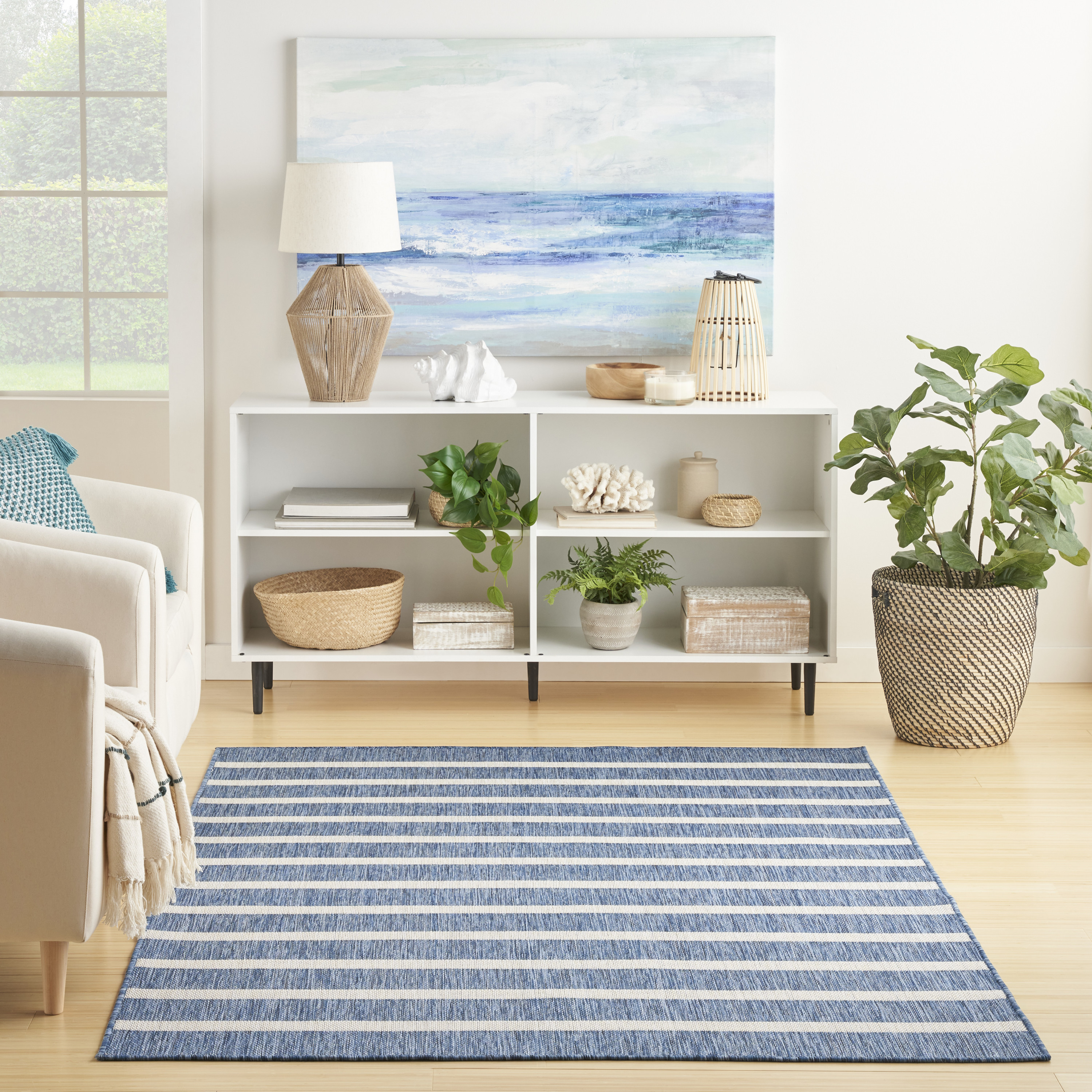 Nourison Positano 6' x 9' Navy Ivory Modern Rug