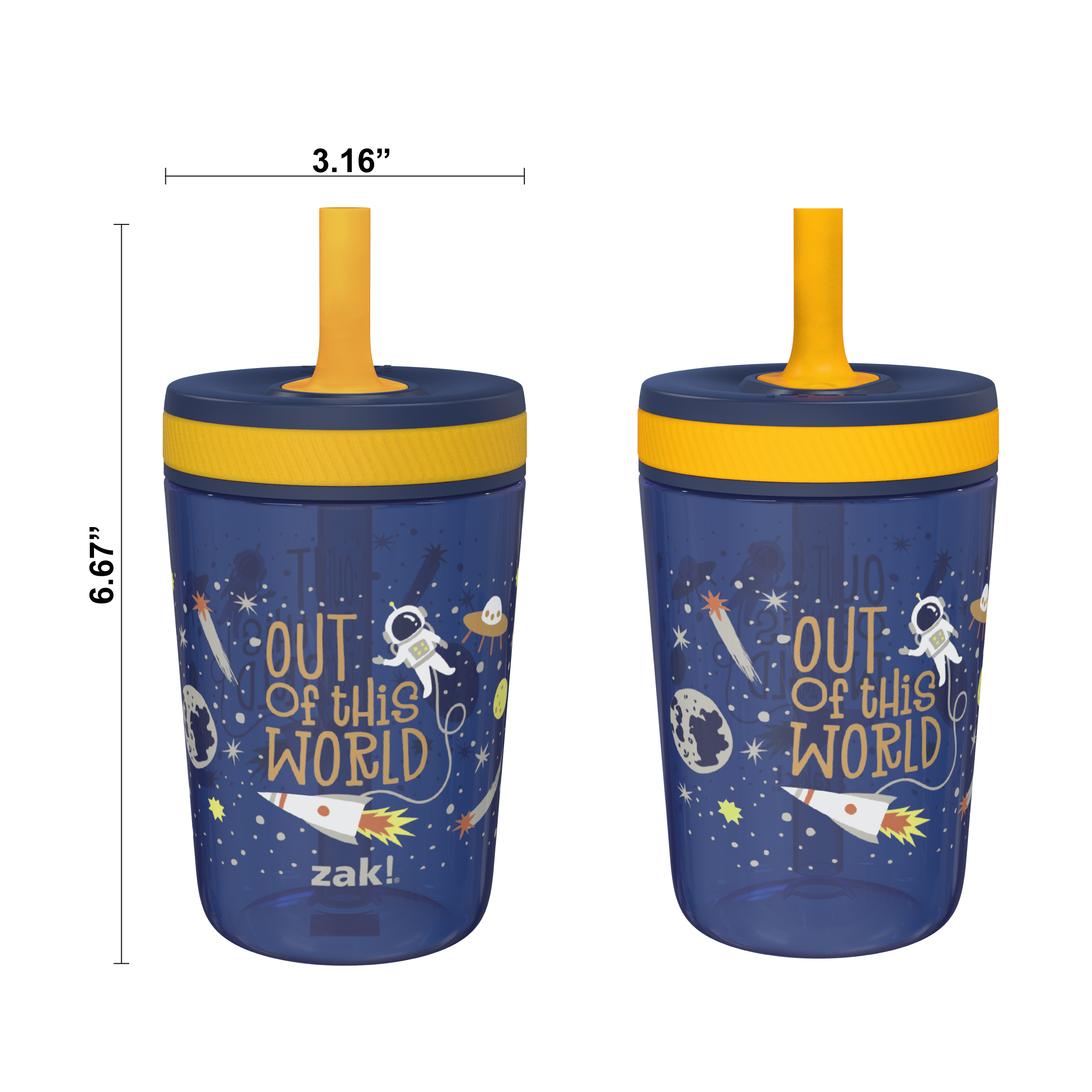Zak Hydration 15  ounce Plastic Tumbler with Lid and Straw, Outer Space, 2-piece set slideshow image 4