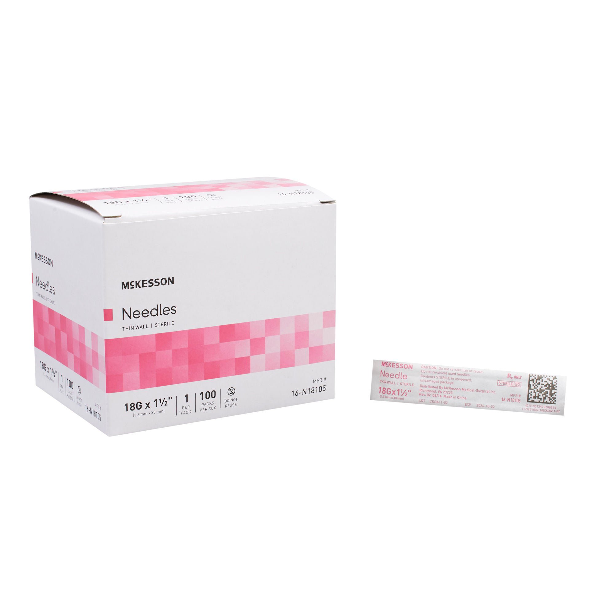 McKesson Hypodermic Needle, 18 Gauge, 1-1/2 Inch