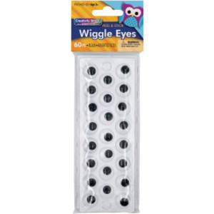 Peel & Stick Wiggle Eyes on Sheets, Black, Assorted Sizes, 60 Pieces