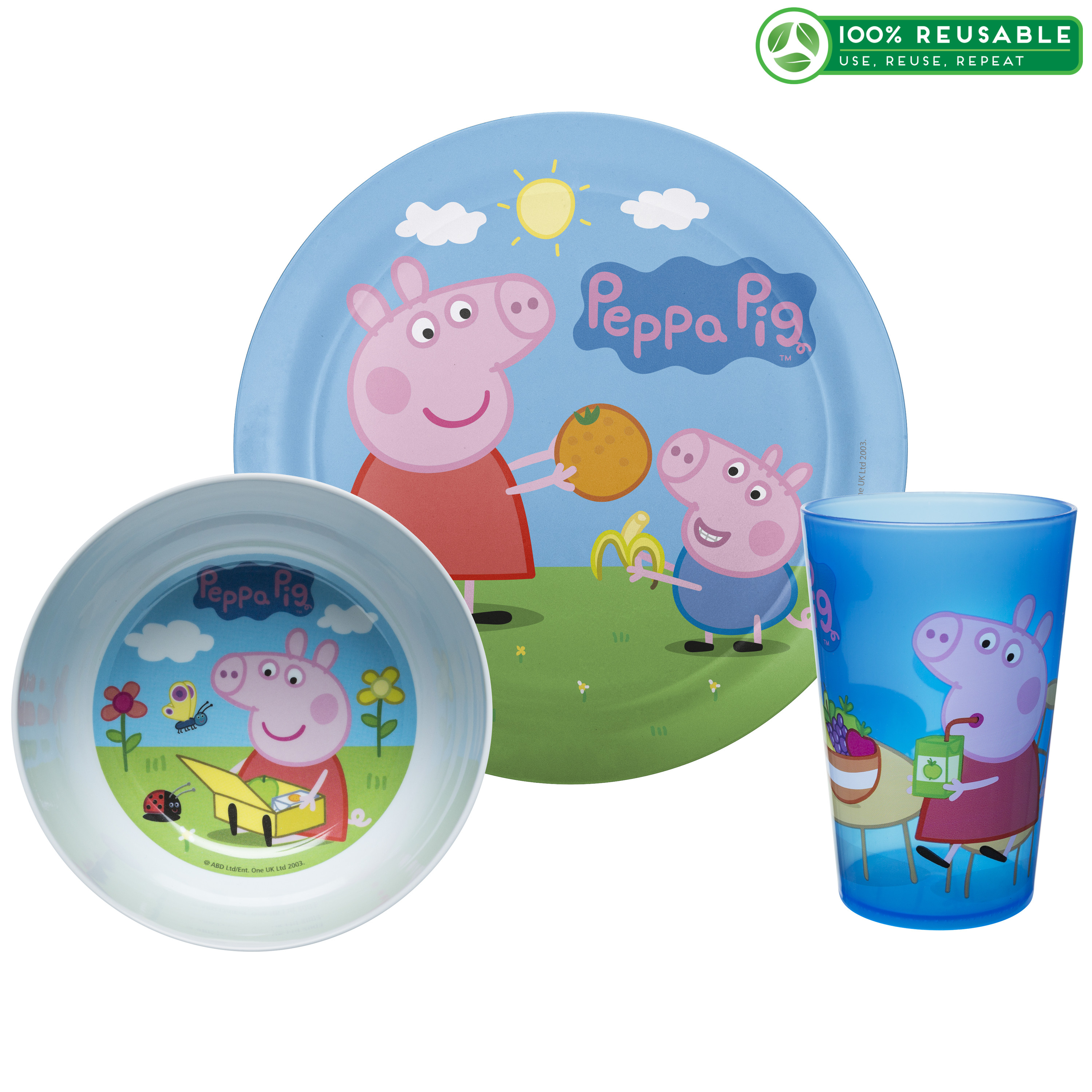 Peppa Pig Kid’s Dinnerware Set, Peppa & Friends, 3-piece set slideshow image 1 Peppa Pig Kid’s Dinnerware Set, Peppa & Friends, 3-piece set slideshow image 1