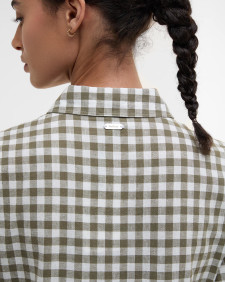 Adele Gingham Midi Dress Dusky Green Check