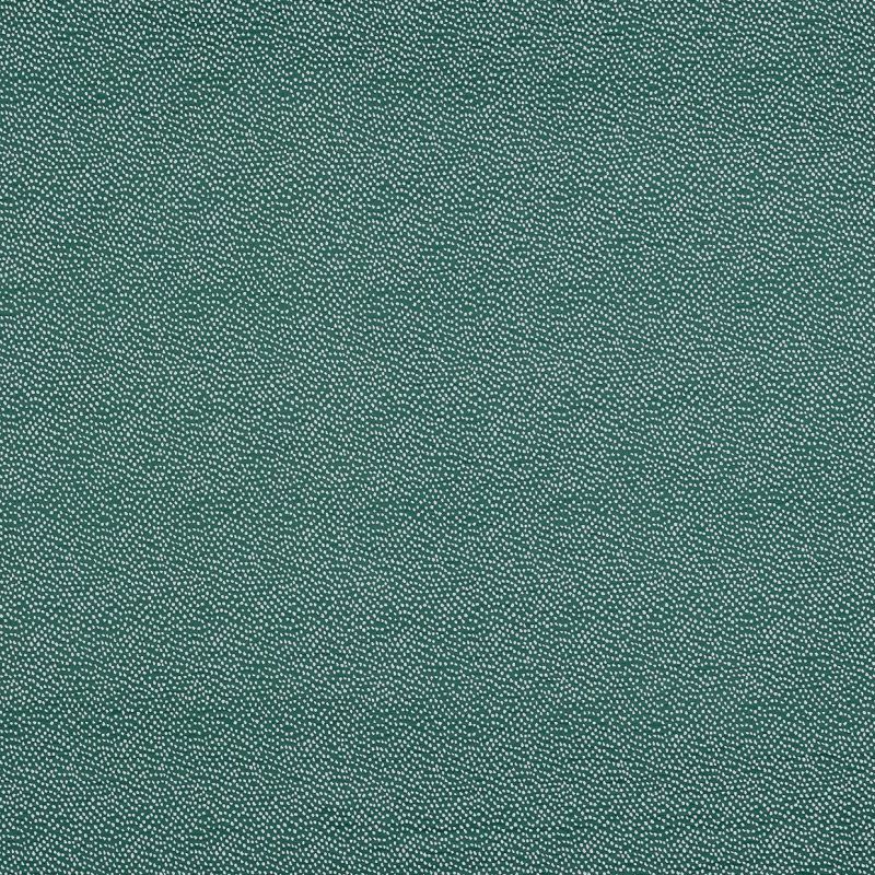 Teal fabric or wallpaper covered edge-to-edge with dense, irregular small white dots; repeating speckled pattern across a flat, evenly lit close-up surface suggesting textile or wall covering.