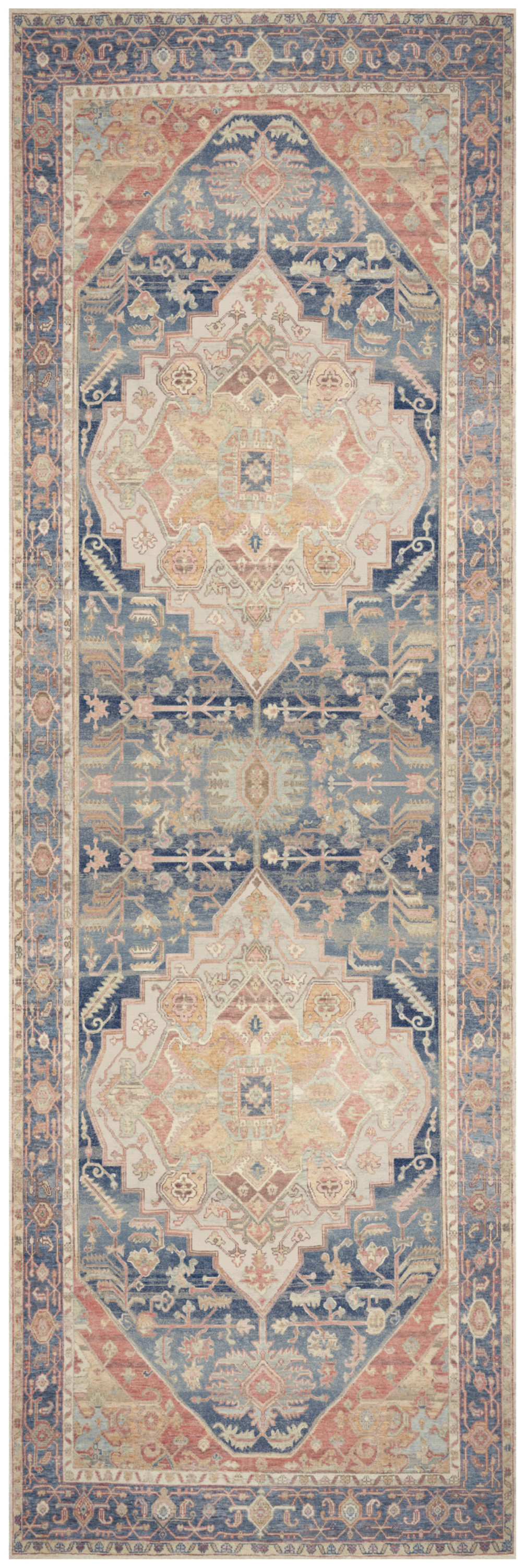 Nourison Vintage Washables 2' x 6' Blue Coral Vintage Indoor Rug