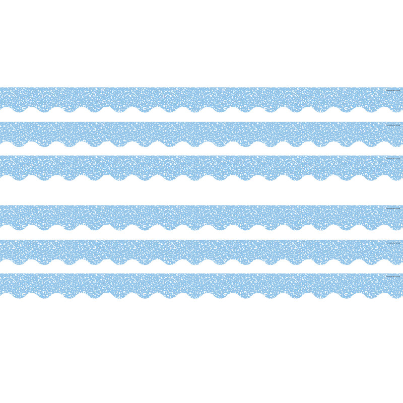 Composition Blue Scalloped Border Trim, 35 Feet Per Pack, 6 Packs