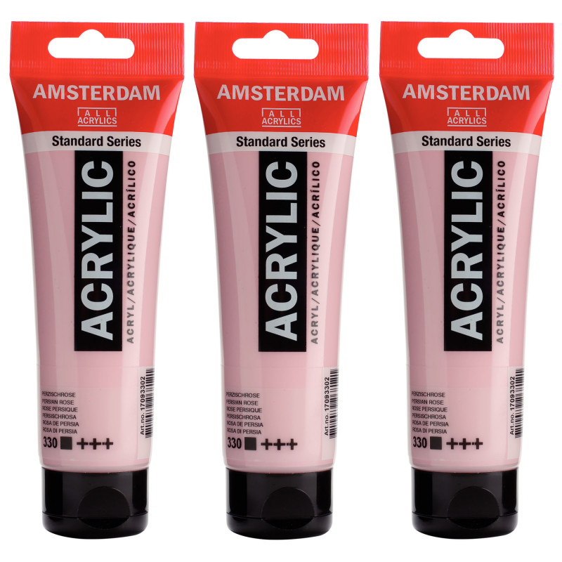 Standard Acrylic Paint, 120ml, Persian Rose 330, Pack of 3