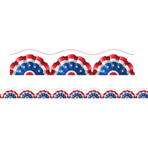 Magnetic Scallop Borders/Trims, 1.5" x 24", Patriotic Theme, Pack of 12