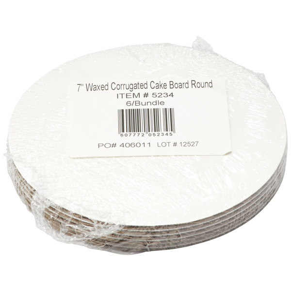 7" Round Waxed Corrugated Cake Board