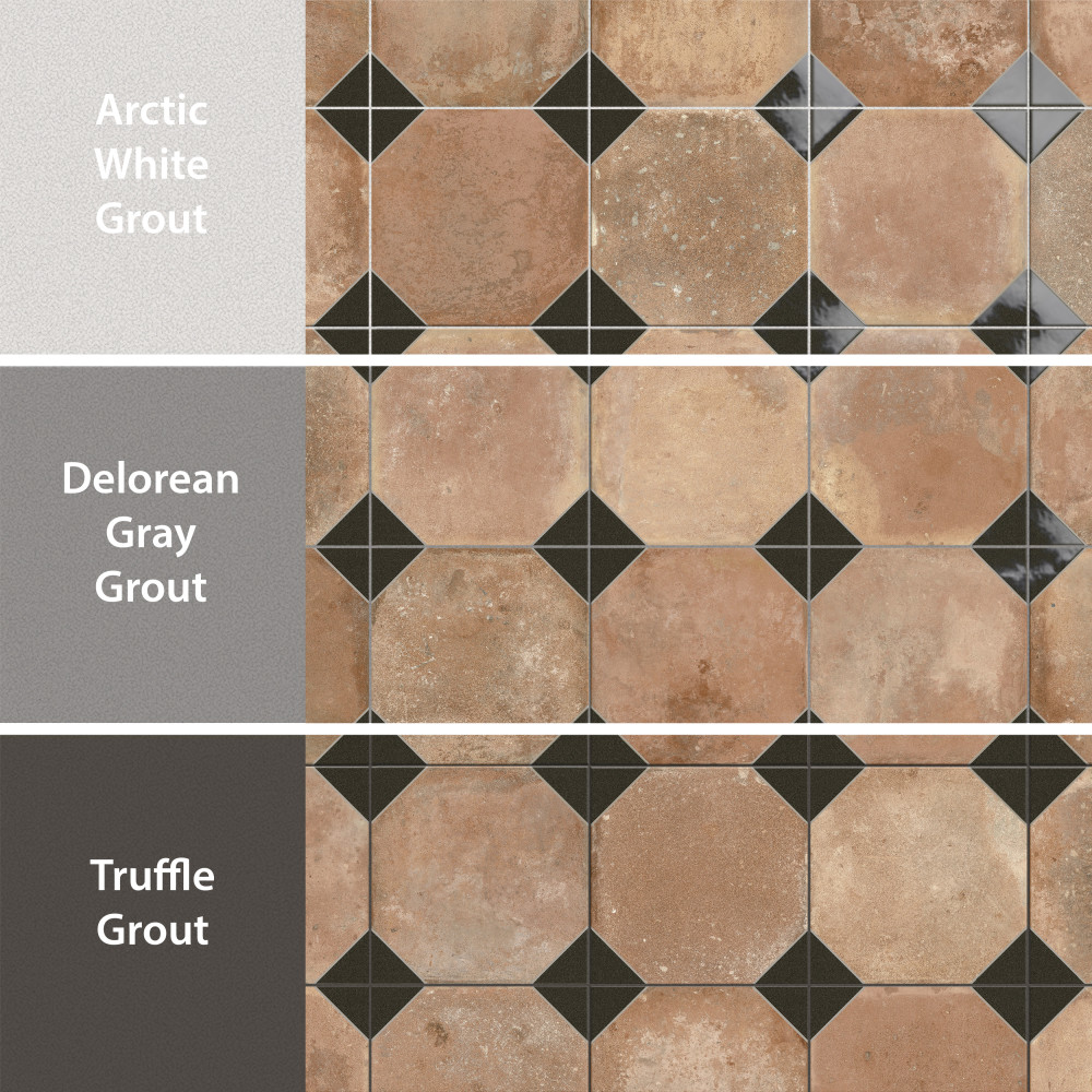 Kings Nonna with Black Corner 17-7/8 in. x 17-7/8 in. Porcelain Floor and Wall Tile