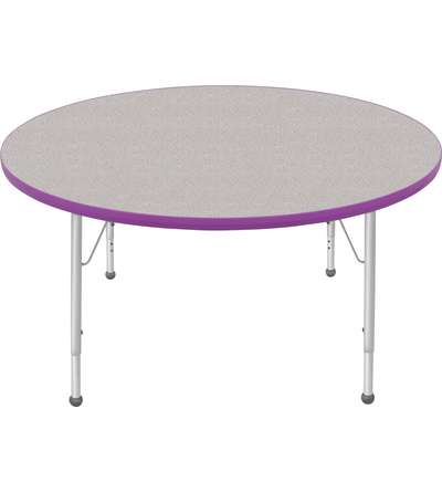 Creative Colors® Activity Table, Round, 48" Diameter, Gray Nebula Top Color, Purple Edge Color, Standard Leg Height, Platinum Si