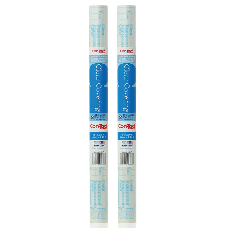 Clear Covering Adhesive Covering, 18" x 9', Clear Matte, Pack of 2