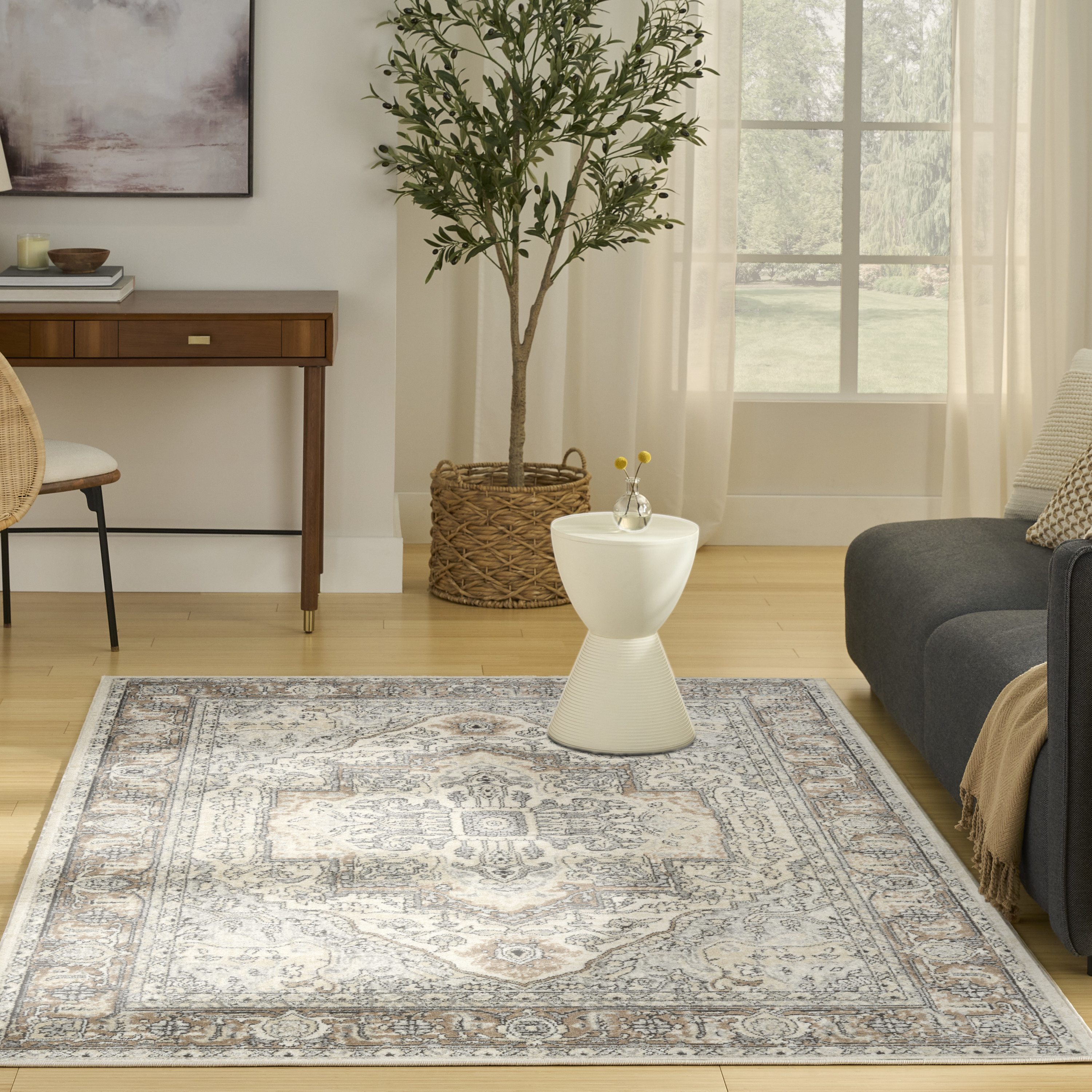 Nourison Quarry 6' x 9' Ivory Grey Taupe Vintage Indoor Rug