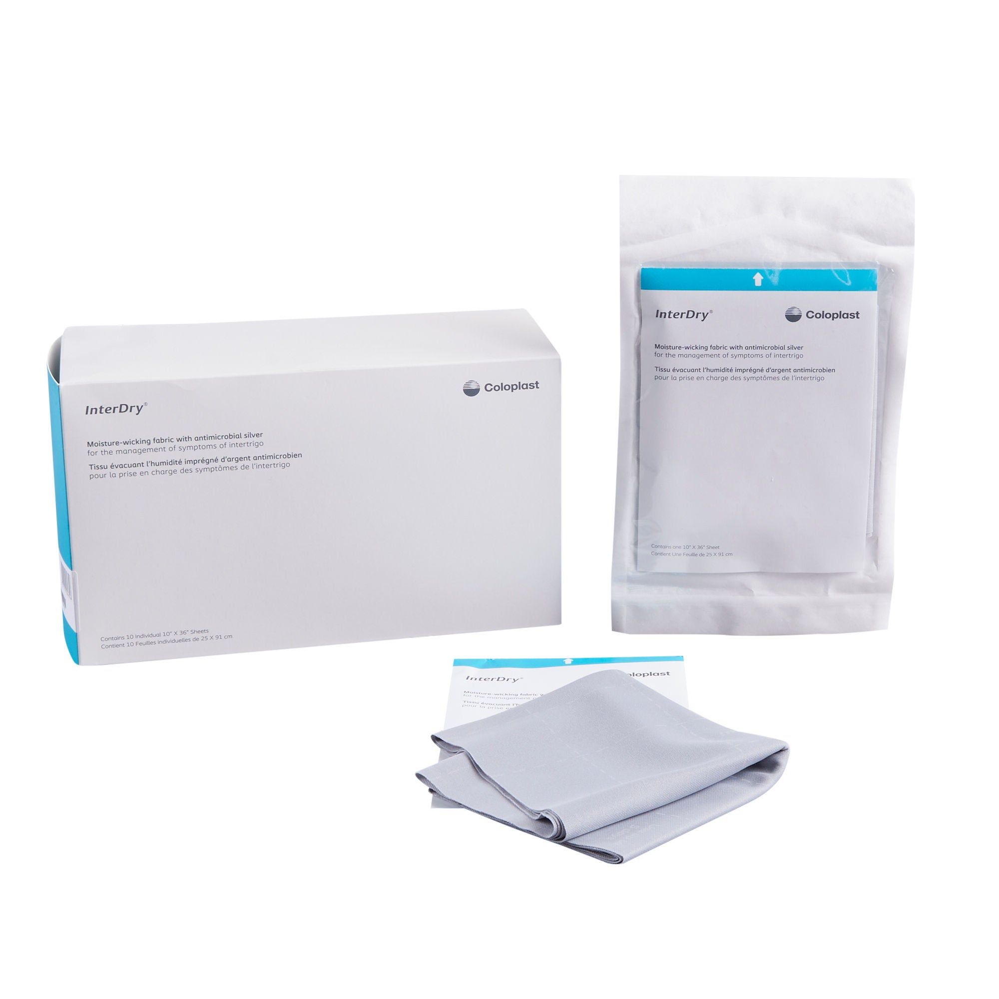 InterDry® Silver Complex Textile, Skin Fold Management Material, 10 x 36 Inch