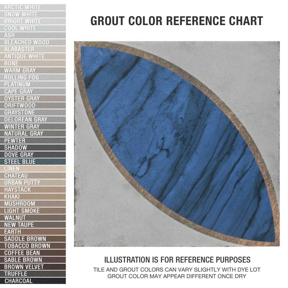 Renaissance Deco Indigo Mandorla 7-7/8 in. x 7-7/8 in. Porcelain Floor and Wall Tile